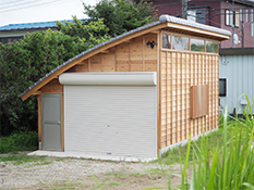 施工実例：Ｒ屋根の倉庫